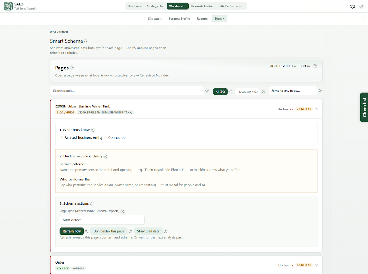 SAEO Smart Schema workbench tool